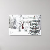 ヴィンテージビクトリアンレディinウィンターパークスケッチカン キャンバスプリント (正面)