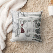 ヴィンテージビクトリアンレディinウィンターパークスケッチ クッション