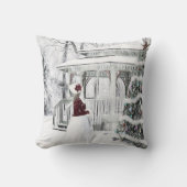 ヴィンテージビクトリアンレディinウィンターパークスケッチ クッション