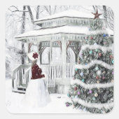 ヴィンテージビクトリアンレディinウィンターパークスケッチ スクエアシール (正面)