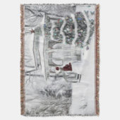 ヴィンテージビクトリアンレディinウィンターパークスケッチ スローブランケット (正面縦)