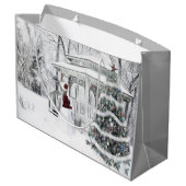 ヴィンテージビクトリアンレディinウィンターパークスケッチ ラージペーパーバッグ (裏面アングル)