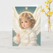 ヴィンテージビクトリアンレトロクリスマスエンジェルホリデイ カード (黄色い花)