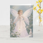 ヴィンテージビクトリアンレトロクリスマスフェアリー カード (黄色い花)