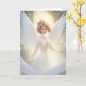 ヴィンテージビクトリアンレトロクリスマスフェアリー カード (黄色い花)