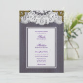 ヴィンテージビクトリアンレースと埃っぽいパープルバーンウッド 招待状 (スタンド正面)