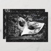 ヴィンテージビクトリアンレースマスカレードボール招待状 招待状 (正面/裏面)