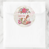 ヴィンテージビクトリアンロッキングホースのクリスマスグリーティング ラウンドシール (バッグ)