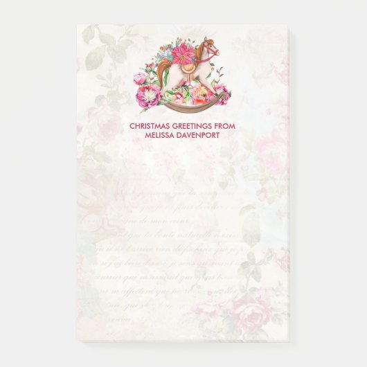 ヴィンテージビクトリアンロッキングホースクリスマス ポストイット (正面)