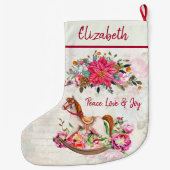 ヴィンテージビクトリアンロッキングホースクリスマス ラージクリスマスストッキング (裏面)