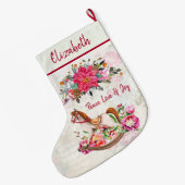 ヴィンテージビクトリアンロッキングホースクリスマス ラージクリスマスストッキング (裏面 (吊り時))