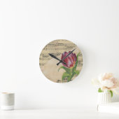 ヴィンテージビクトリアンロマンスチューリップ ラウンド壁時計 (ホーム)