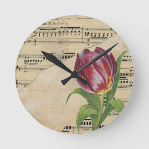 ヴィンテージビクトリアンロマンスチューリップ ラウンド壁時計