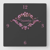 ヴィンテージビクトリアンロマンパーソナライズされたム スクエア壁時計 (正面)