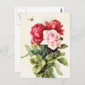 ヴィンテージビクトリアンローズブーケ ポストカード (正面/裏面)