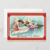 ヴィンテージビクトリアンヴァレンティヌデイエンジェルケルブ ポストカード (正面/裏面)