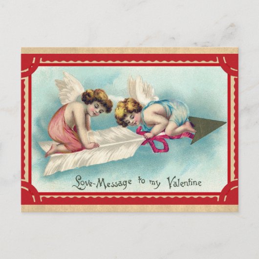 ヴィンテージビクトリアンヴァレンティヌデイエンジェルケルブ ポストカード (正面)