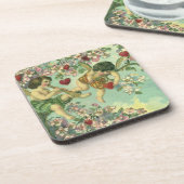 ヴィンテージビクトリアンヴァレンティヌデイキューピッドハートツリー コースター (左側)