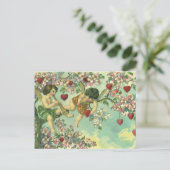 ヴィンテージビクトリアンヴァレンティヌデイキューピッドハートツリー シーズンポストカード (スタンド正面)