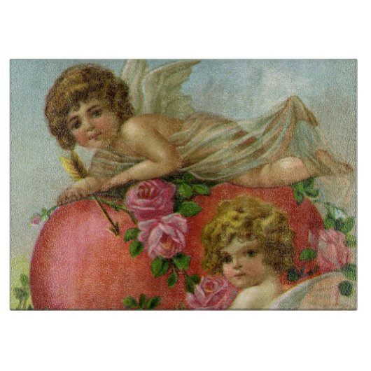 ヴィンテージビクトリアンヴァレンティンデイエンジェルハートバラ カッティングボード (正面)