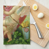 ヴィンテージビクトリアンヴァレンティンデイエンジェルハートバラ キッチンタオル