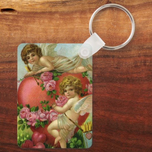 ヴィンテージビクトリアンヴァレンティンデイエンジェルハートバラ キーホルダー (裏面)