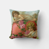 ヴィンテージビクトリアンヴァレンティンデイエンジェルハートバラ クッション (正面)