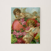 ヴィンテージビクトリアンヴァレンティンデイエンジェルハートバラ ジグソーパズル (縦)