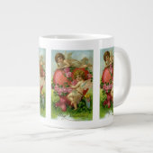 ヴィンテージビクトリアンヴァレンティンデイエンジェルハートバラ ジャンボコーヒーマグカップ (正面右)