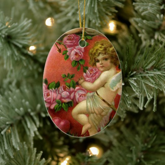ヴィンテージビクトリアンヴァレンティンデイエンジェルハートバラ セラミックオーナメント (ツリー)