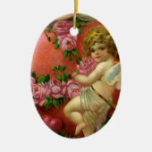 ヴィンテージビクトリアンヴァレンティンデイエンジェルハートバラ セラミックオーナメント (正面)