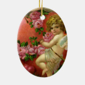 ヴィンテージビクトリアンヴァレンティンデイエンジェルハートバラ セラミックオーナメント (裏面)