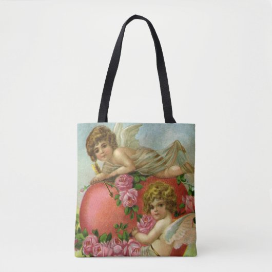 ヴィンテージビクトリアンヴァレンティンデイエンジェルハートバラ トートバッグ (正面)