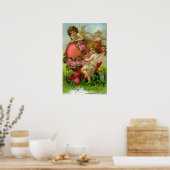 ヴィンテージビクトリアンヴァレンティンデイエンジェルハートバラ ポスター (キッチン)