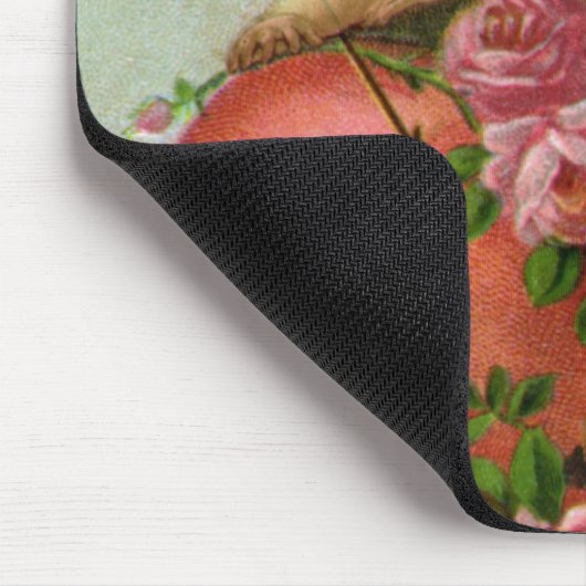 ヴィンテージビクトリアンヴァレンティンデイエンジェルハートバラ マウスパッド (コーナー)