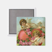 ヴィンテージビクトリアンヴァレンティンデイエンジェルハートバラ マグネット (正面/裏面)