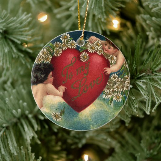 ヴィンテージビクトリアンヴァレンティーンズデイチェルブス天国 セラミックオーナメント (ツリー)