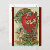 ヴィンテージビクトリアンヴァレンティーンズデイチェルーブズツリーハウス シーズンポストカード (正面/裏面)