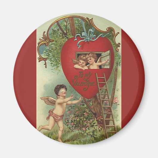 ヴィンテージビクトリアンヴァレンティーンズデイチェルーブズツリーハウス マグネット (正面)