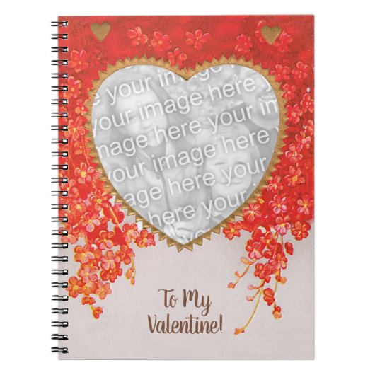 ヴィンテージビクトリアンヴァレンティーンズデイ私のハートはティン ノートブック (正面)