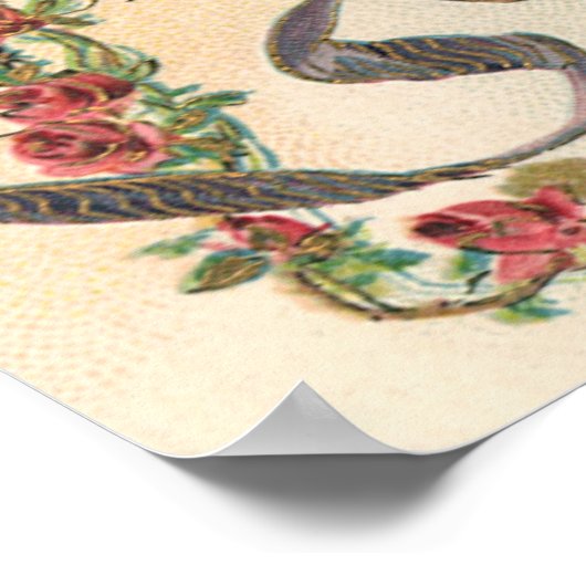 ヴィンテージビクトリアンヴァレンティーン、チェルブスエンジェルハート ポスター (角)