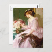 ヴィンテージビクトリアン付き女性 ポストカード (正面/裏面)