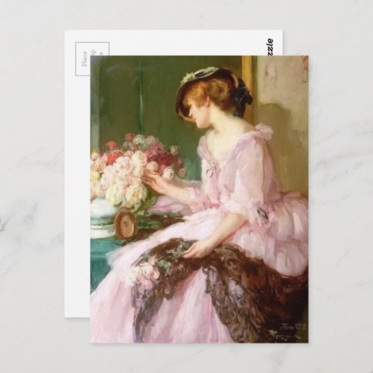 ヴィンテージビクトリアン付き女性 ポストカード (正面/裏面)