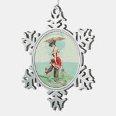 ヴィンテージビクトリアン入浴美しいレディ海 スノーフレークピューターオーナメント (右)