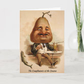 ヴィンテージビクトリアン喫煙梨ヘッドクリスマスカード シーズンカード (正面)