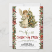 ヴィンテージビクトリアン天使とクリスマスツリー 招待状 (正面)