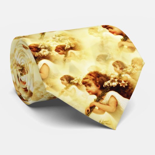 ヴィンテージビクトリアン天使パターン ネクタイ (ロール)