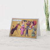 ヴィンテージビクトリアン奇数スケートで滑るクリスマスカード シーズンカード (正面)