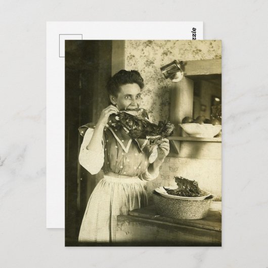 ヴィンテージビクトリアン女性食べ物の肋骨 ポストカード (正面/裏面)