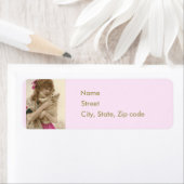 ヴィンテージビクトリアン女性&白犬，ピンクの金ゴールド ラベル (インサイチュ)